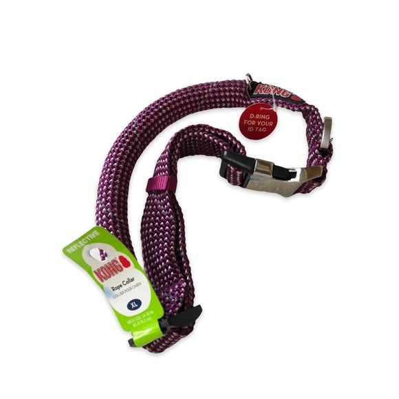 New KONG Brand Rope Dog Collar Reflective Size XL Neck Size 24"-39" Purple - Picture 1 of 4